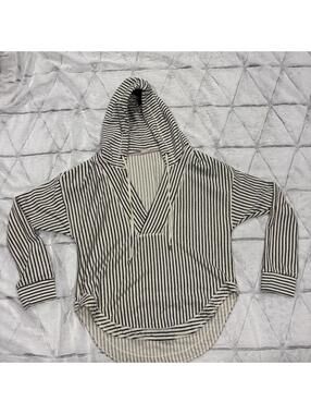 Pilcro Striped Cotton Hoodie Women's Large Casual Lightweight Pullover Beach